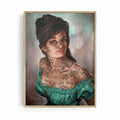 Trendy Vintage Kitsch Wall Ar. Retro tattoo girl wall art print for mid century interior