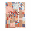Boho Palm Mirage print abstract palm tree Poster with abstract checkered texture - Afterhours Gallery