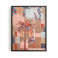 Black frame summer wall art textured decor, Palm Mirage black frame summer wall art textured decor