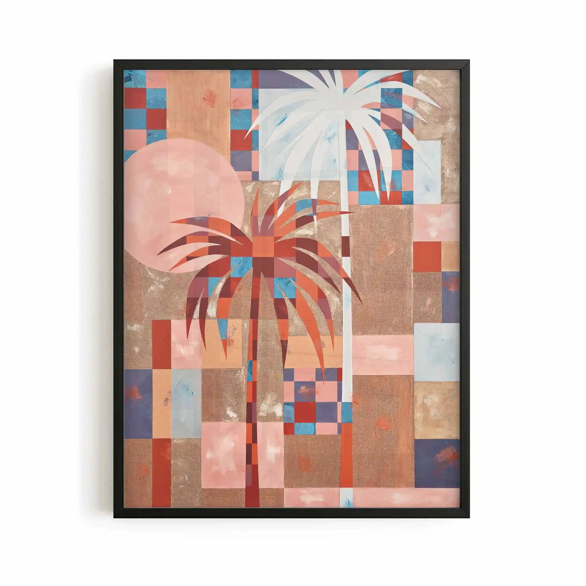 Black frame summer wall art textured decor, Palm Mirage black frame summer wall art textured decor