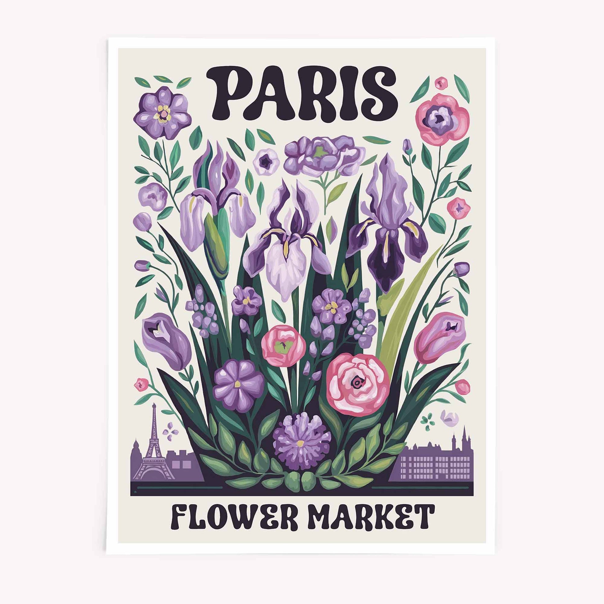 Paris Flower Market maximalist floral poster wall art