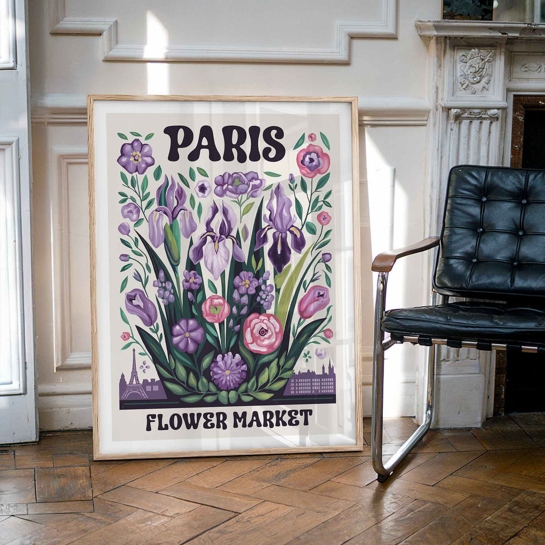 Paris Flower Market maximalist floral poster wall art