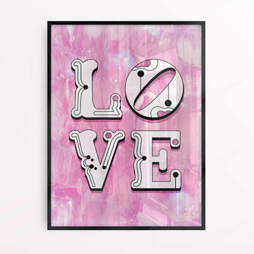 Black frame: Pink Love poster framed in sleek black, perfect for modern walls
