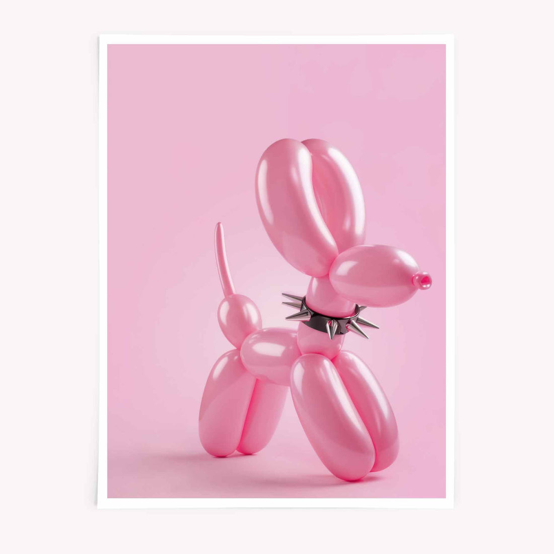 Pink balloon dog poster on pink background