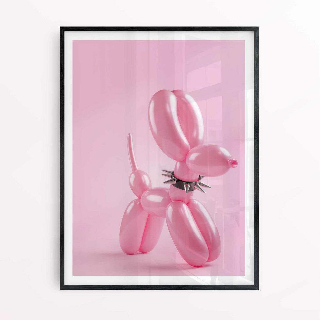 Pink balloon dog poster on pink background