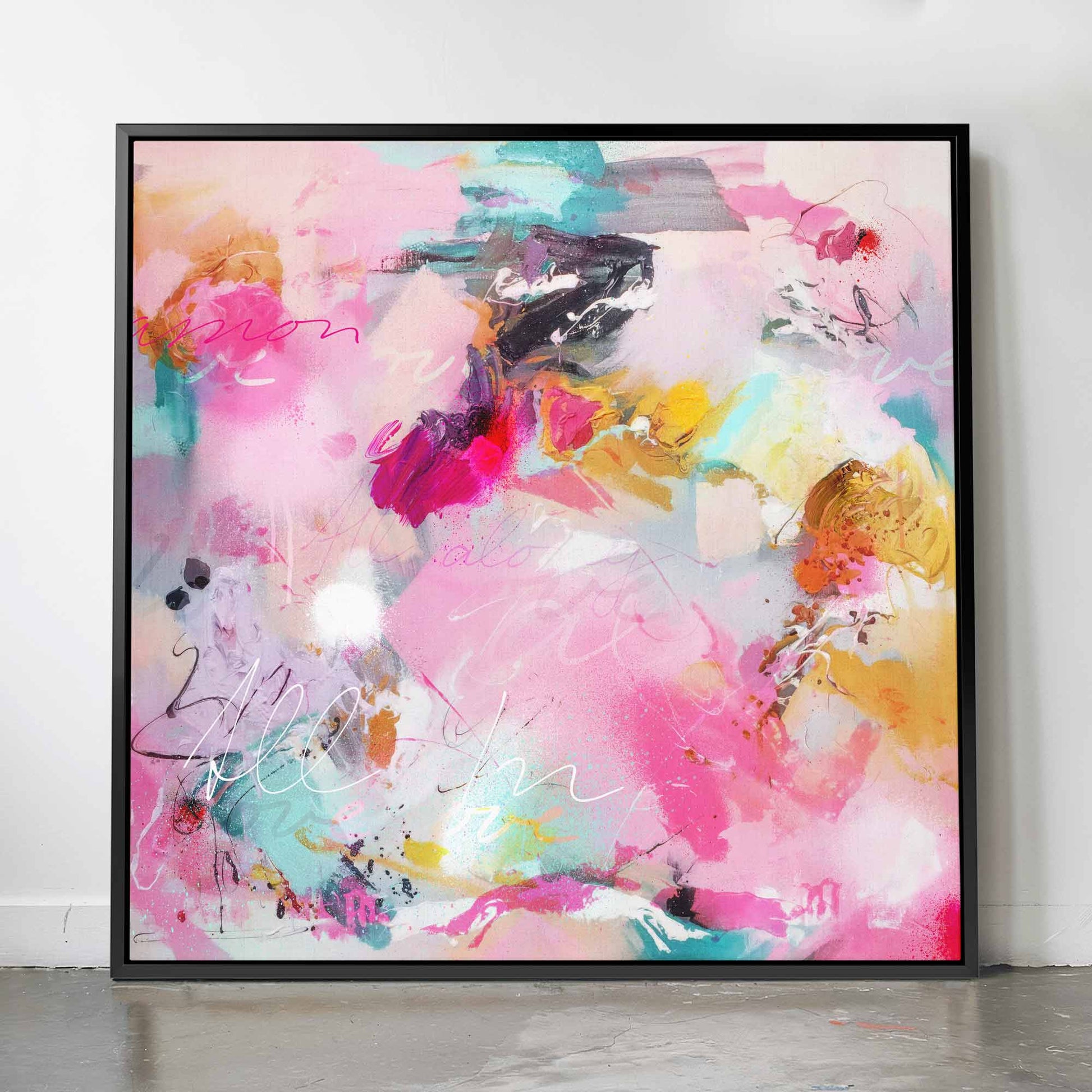 modern abstract print pink and blue