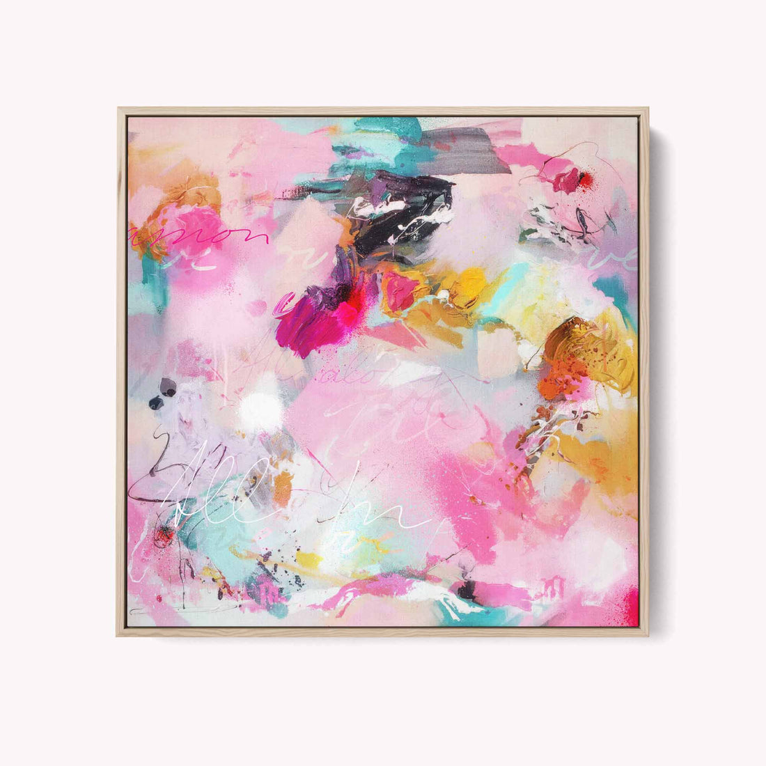 Pink and Blue Expressionist Abstract Canvas Painting