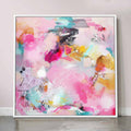 abstract painting pink blue framed