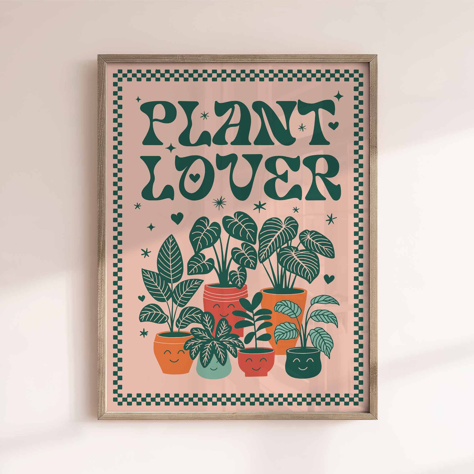 plant lover poster, retro botanical print, indoor plant wall art, cute plant print, trendy wall art, whimsical retro poster, kitchen wall decor