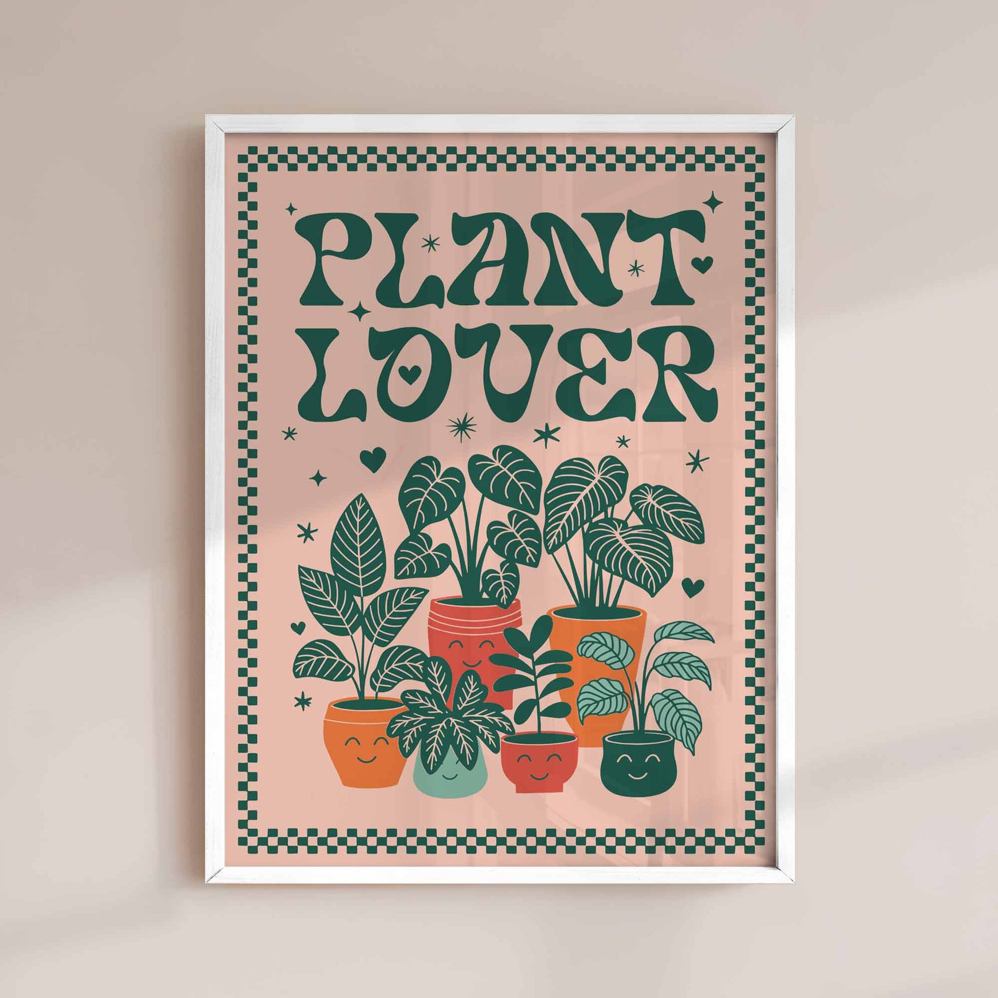 plant lover poster, retro botanical print, indoor plant wall art, cute plant print, trendy wall art, whimsical retro poster, kitchen wall decor