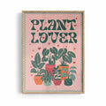 Plant Lover poster retro botanical wall art oak frame