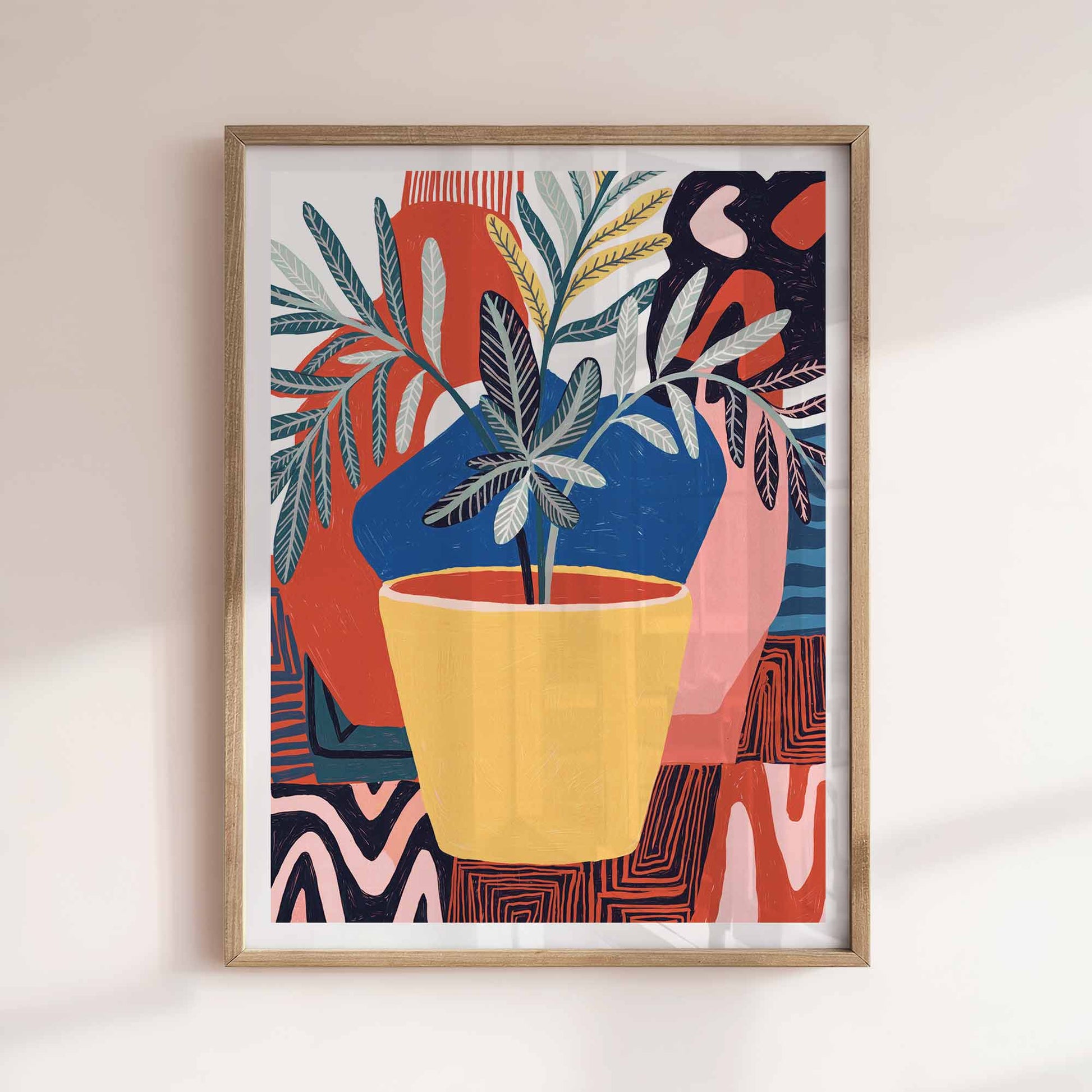 moroccan inspired art in oak frame