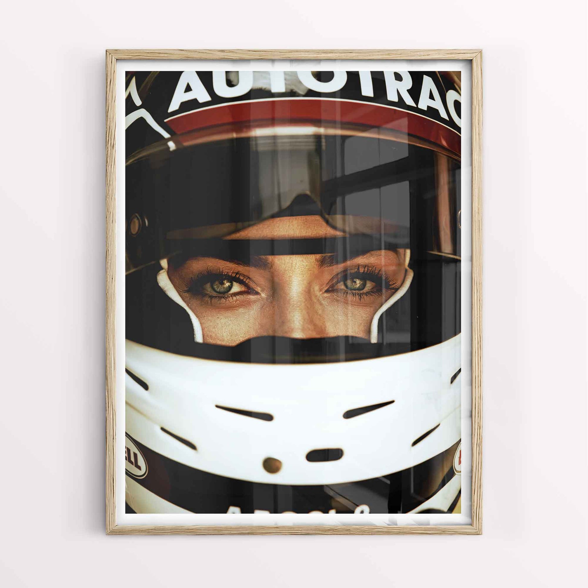 framed vintage racing helmet poster