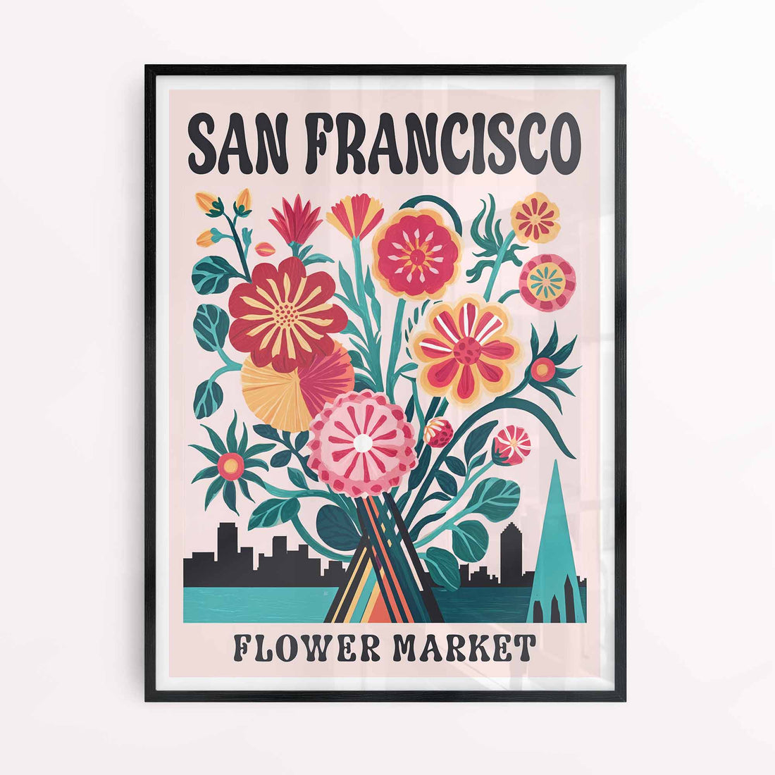 Poster in black frame – Maximalist Flower print