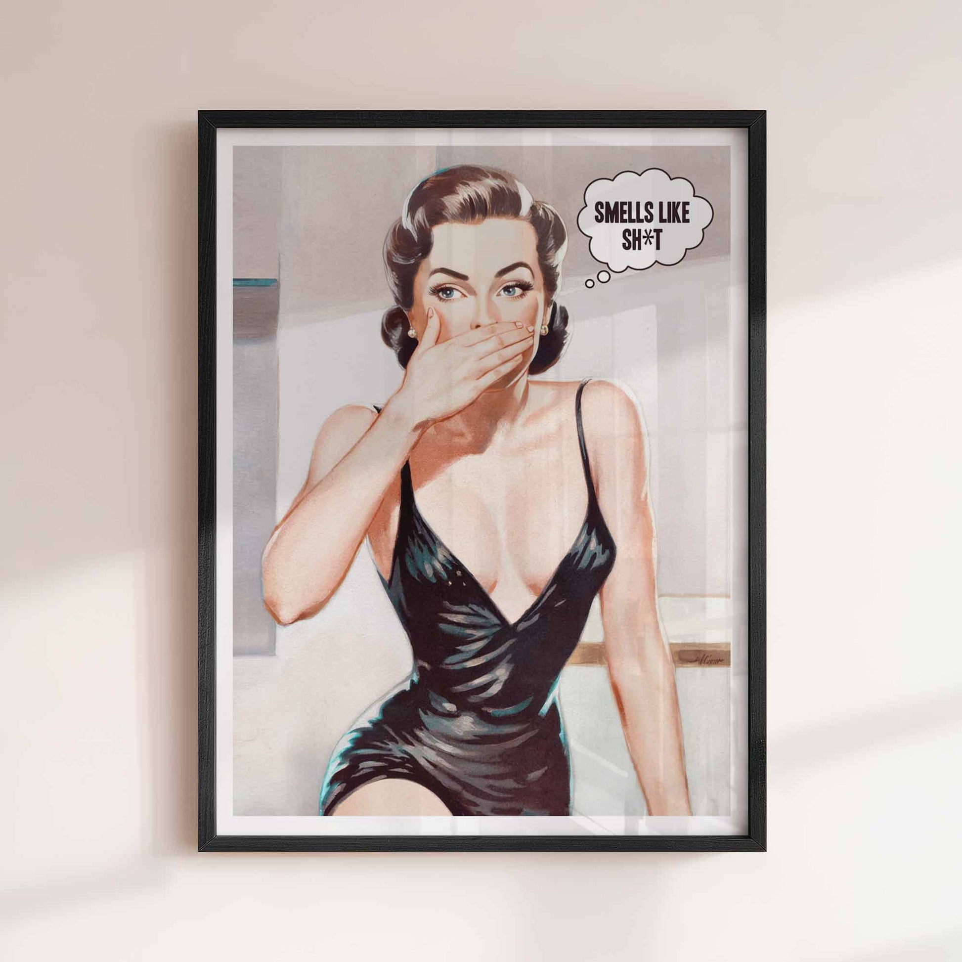 funny poster, toilet print, bathroom art, retro woman, bold decor, glam poster, funny sign, loo wall art, smells like, toilet decor, vintage print, bold humour, wc print