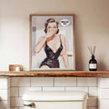Retro-style bathroom humour wall art