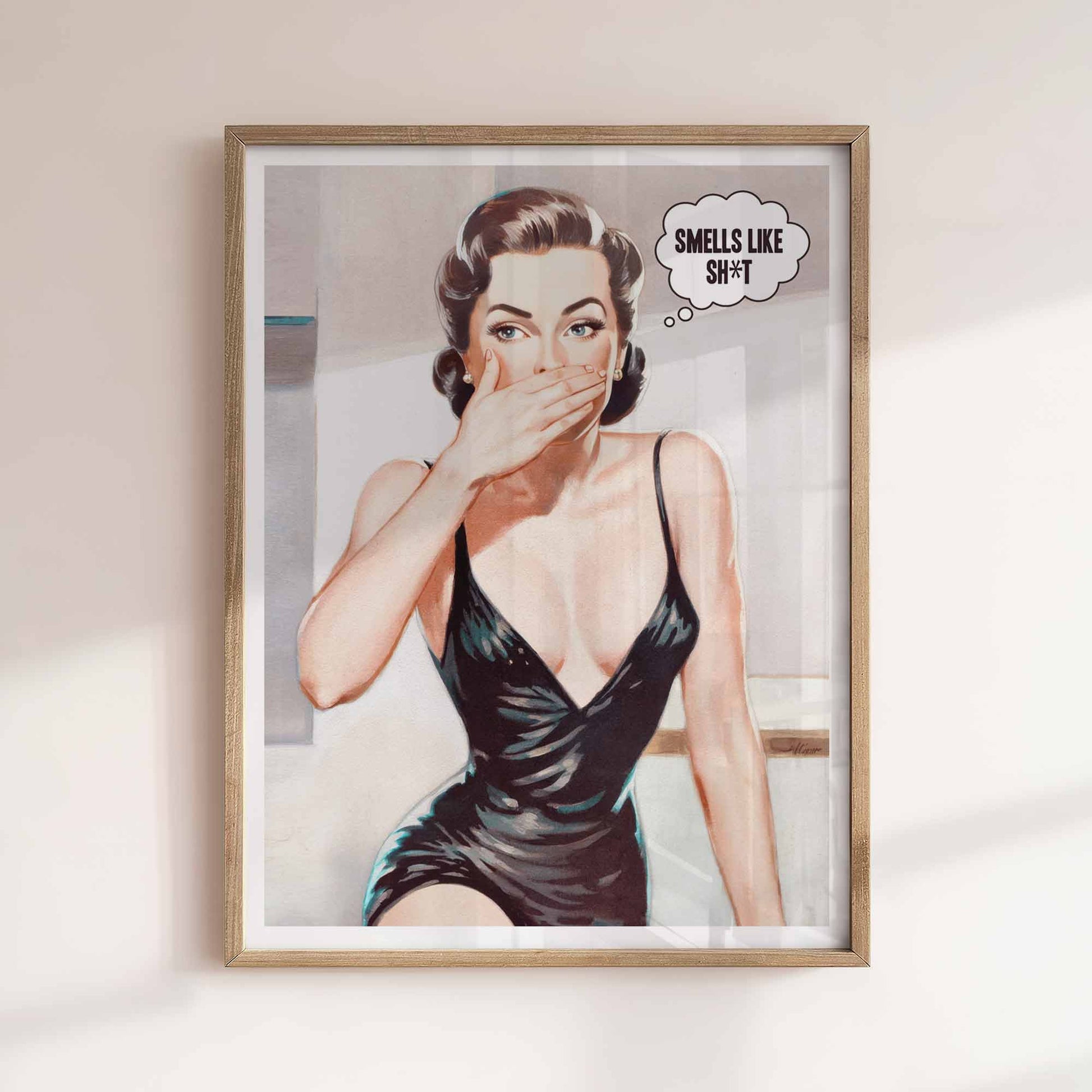 Smells Like Sh*t’ | Funny Retro Bathroom Print | Vintage Woman Wall Art - Afterhours Galley