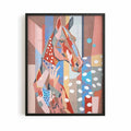 Modern abstract horse wall art with soft colours and rustic textures. Western inspired artwork black frame