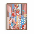 Modern abstract horse wall art with soft colours and rustic textures. Western inspired artwork brown frame
