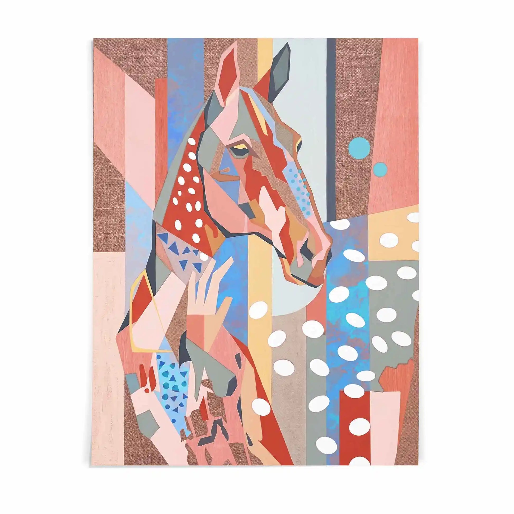 Modern abstract horse wall art with soft colours and rustic textures. Western inspired artwork poster print
