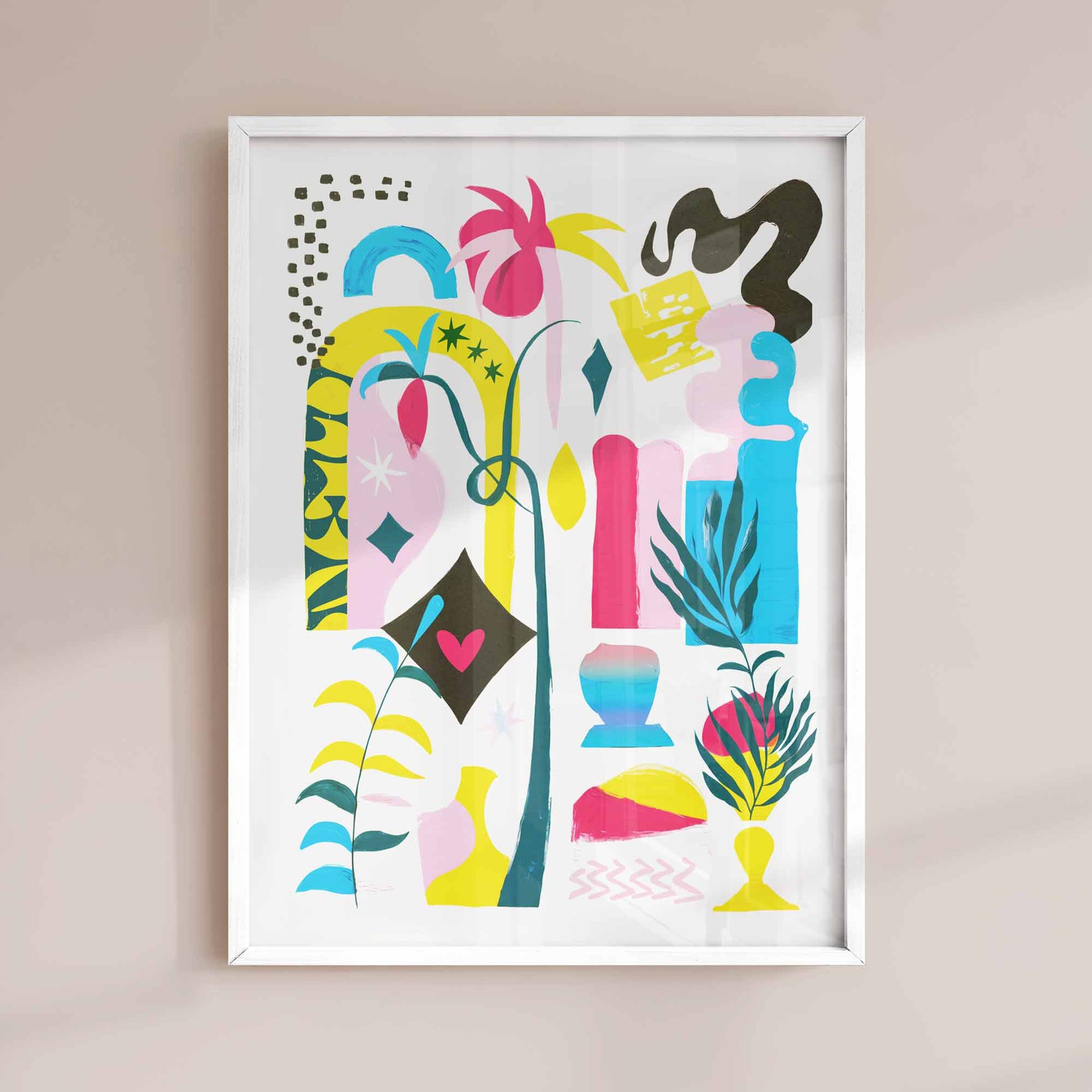 Abstract Graphic Symbolic Illustration framed print white
 - Afterhours Gallery