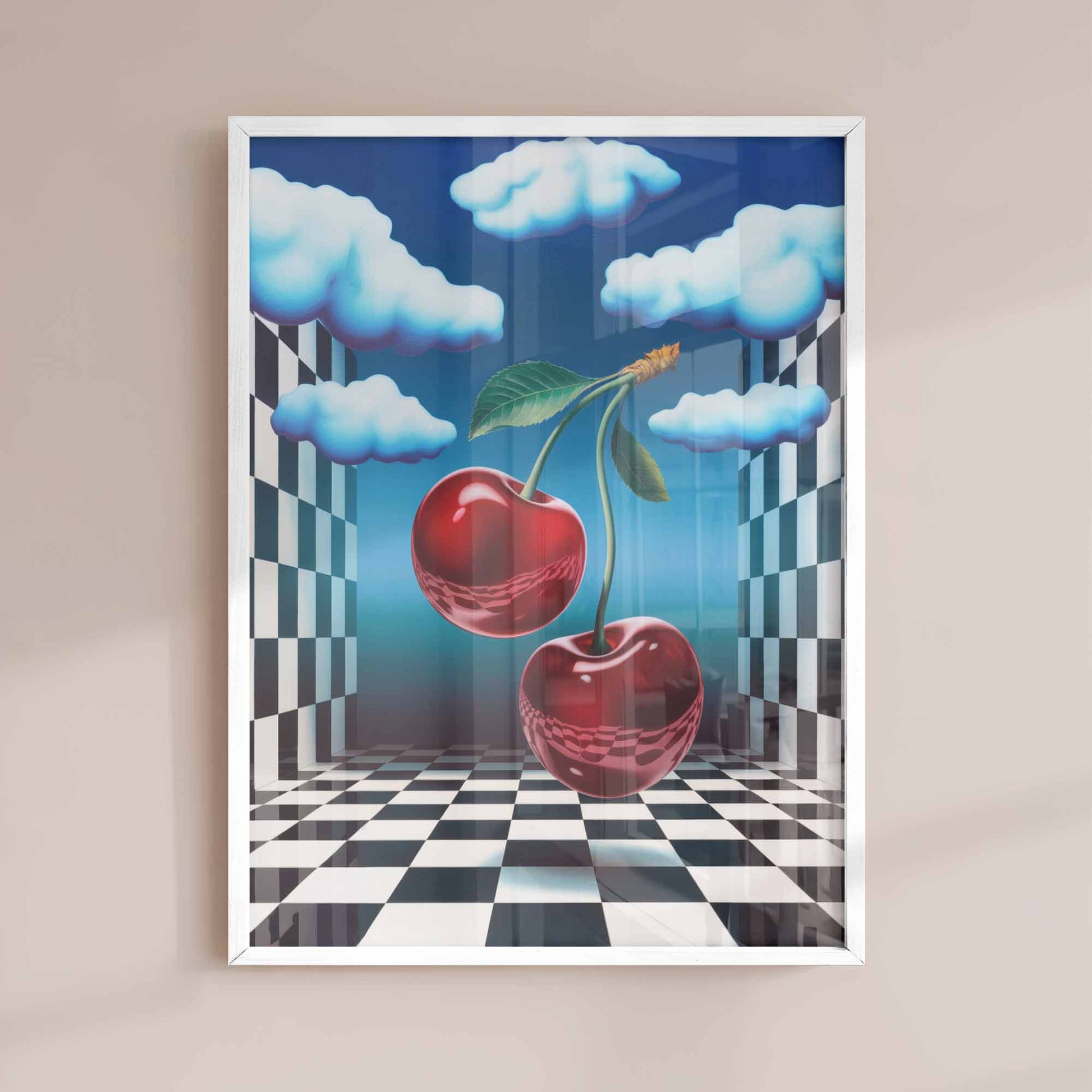 Cherry Mirage details - Surreal Framed Print, Abstract Trippy 3d Wall Art By Afterhours Gallery