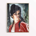 Framed retro kitsch poster in oak frame