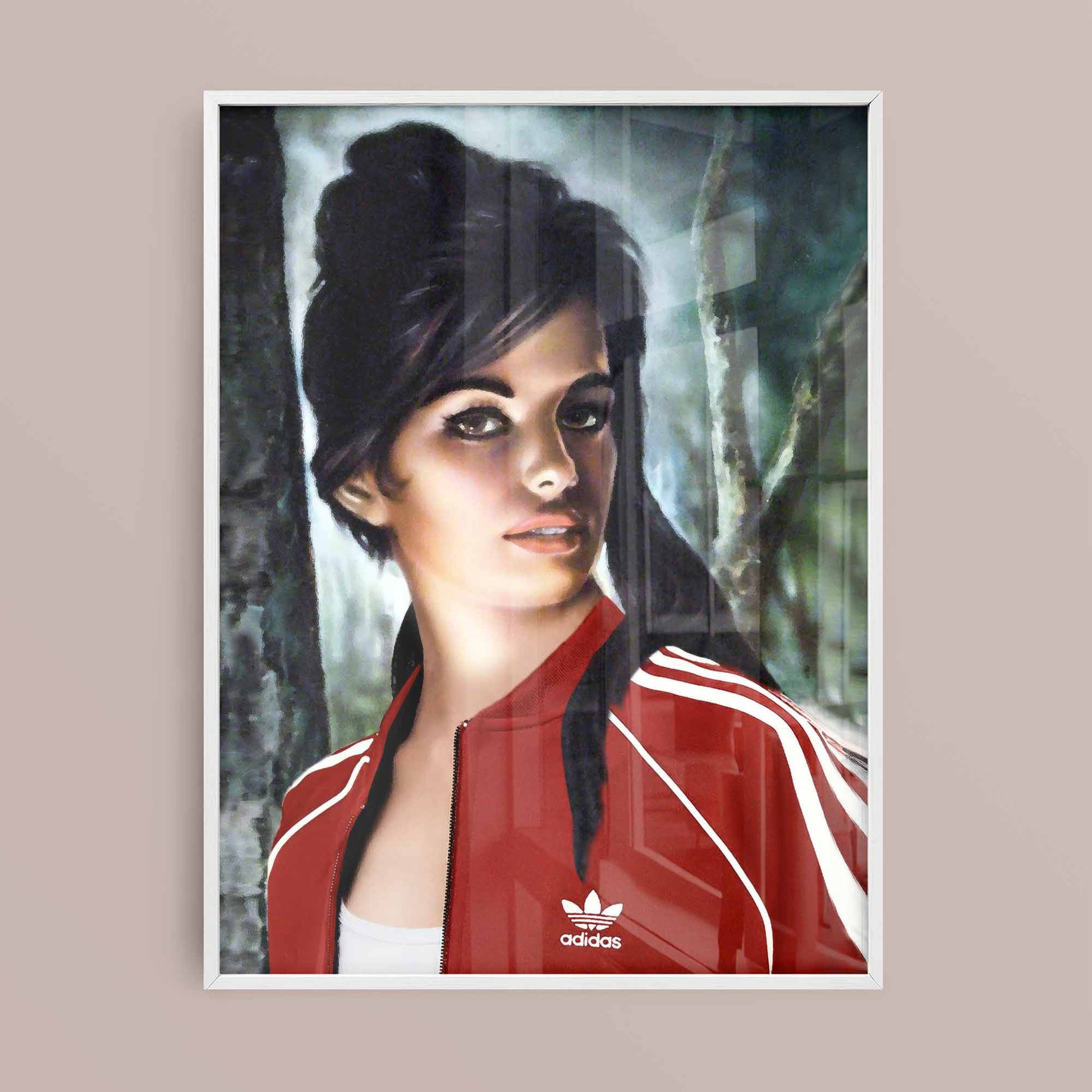 Mid-century style framed wall art print featuring jh lynch rework of 70s print  tina