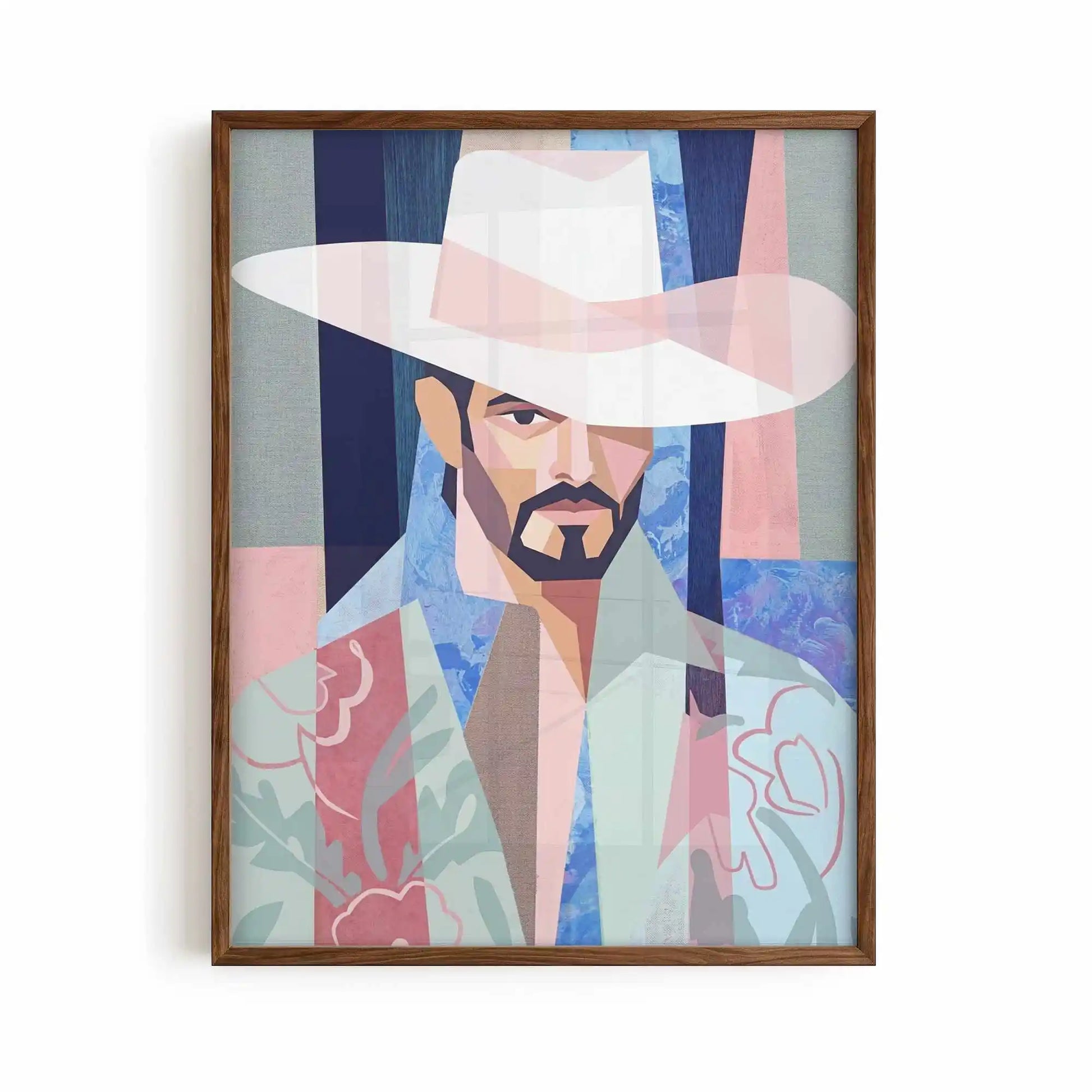 The Drifter brown frame cowboy wall art desert interior