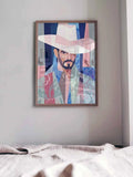 The Drifter Cowboy collage wall art framed oak interior