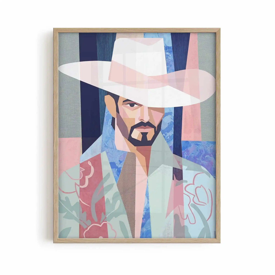 The Drifter oak frame western artwork textured print