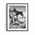 The Guardian black framed fashion wall art displayed in a contemporary luxury bedroom | After Hours Gallery