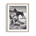 The Guardian walnut framed luxury fashion artwork with warm sepia, cream and black tones | After Hours Gallery