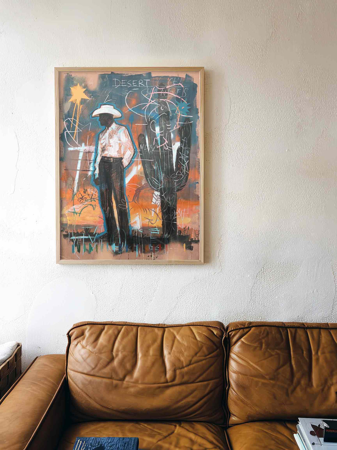 The Lonely Cowboy Wall Art Print, Modern Western Art, Desert Cowboy Poster, Abstract Western Decor, Boho Western Wall Art
