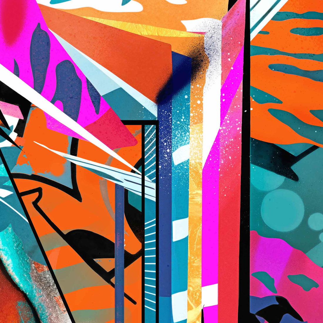 Main abstract tiger geometry canvas wall art