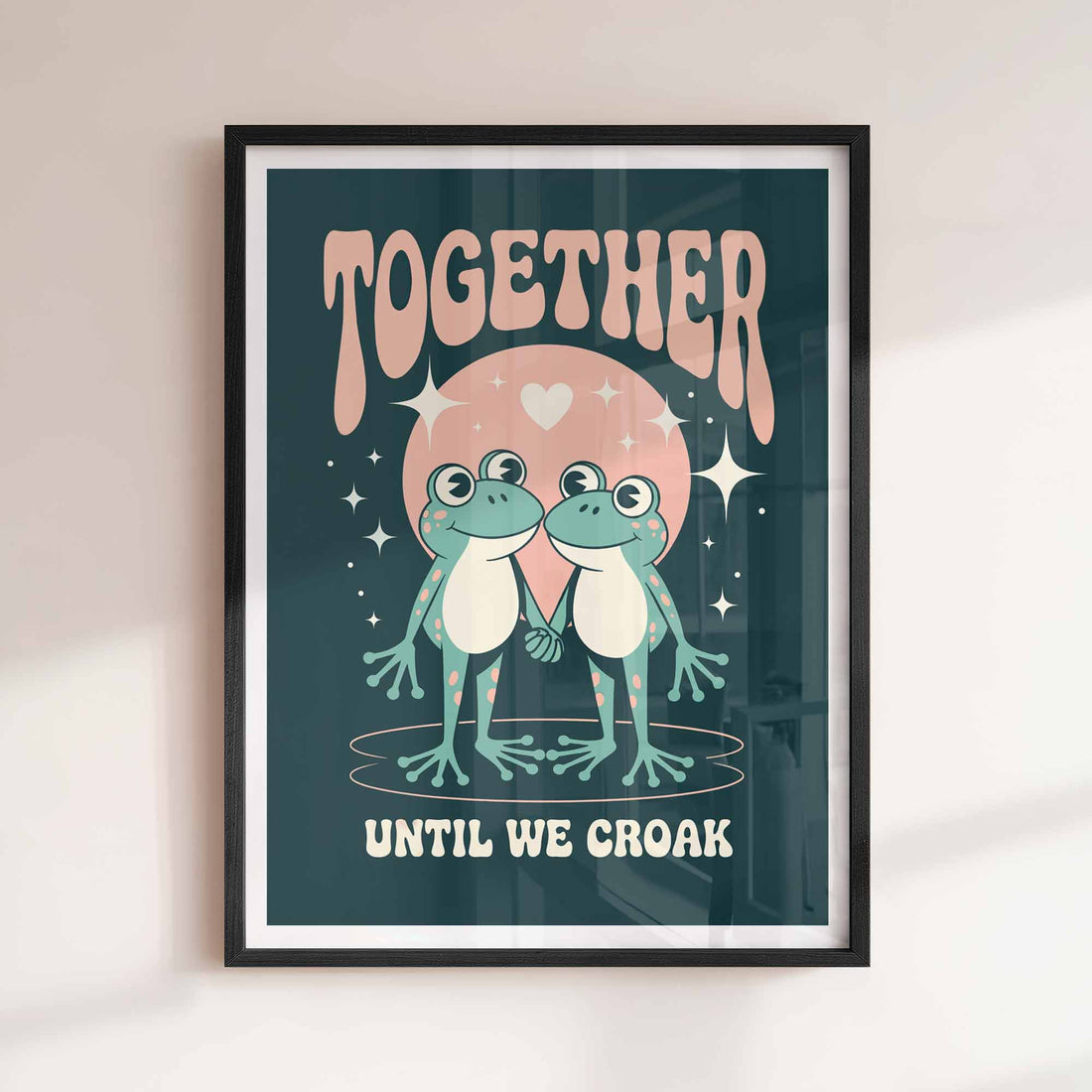 Colorful quirky frog decor – hippie wall art for couples