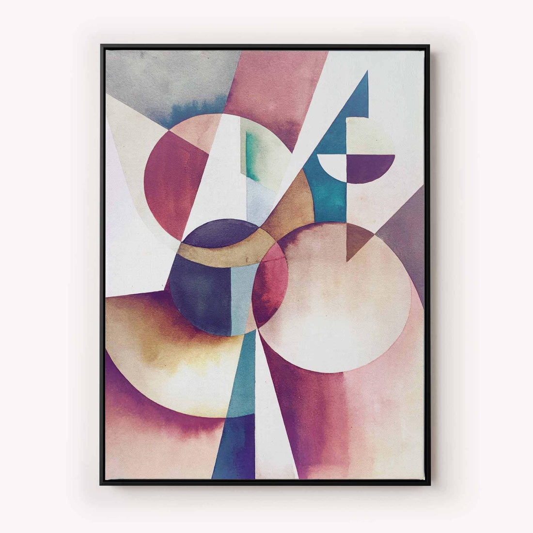 Abstract Canvas Art print with geometric shapes and natural colours