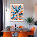 Vibrant summer botanical poster with hot sunset background