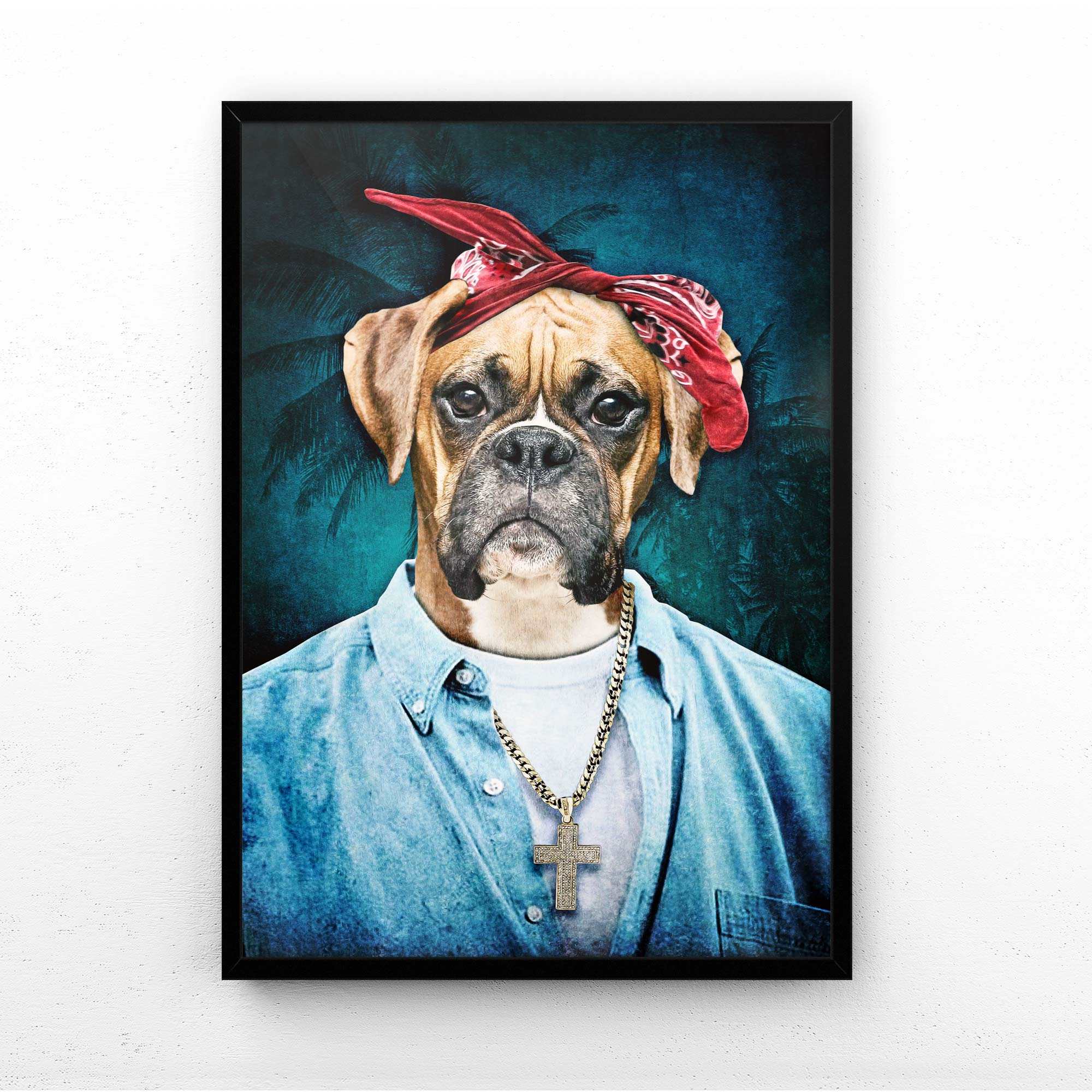 framed pet portrait
