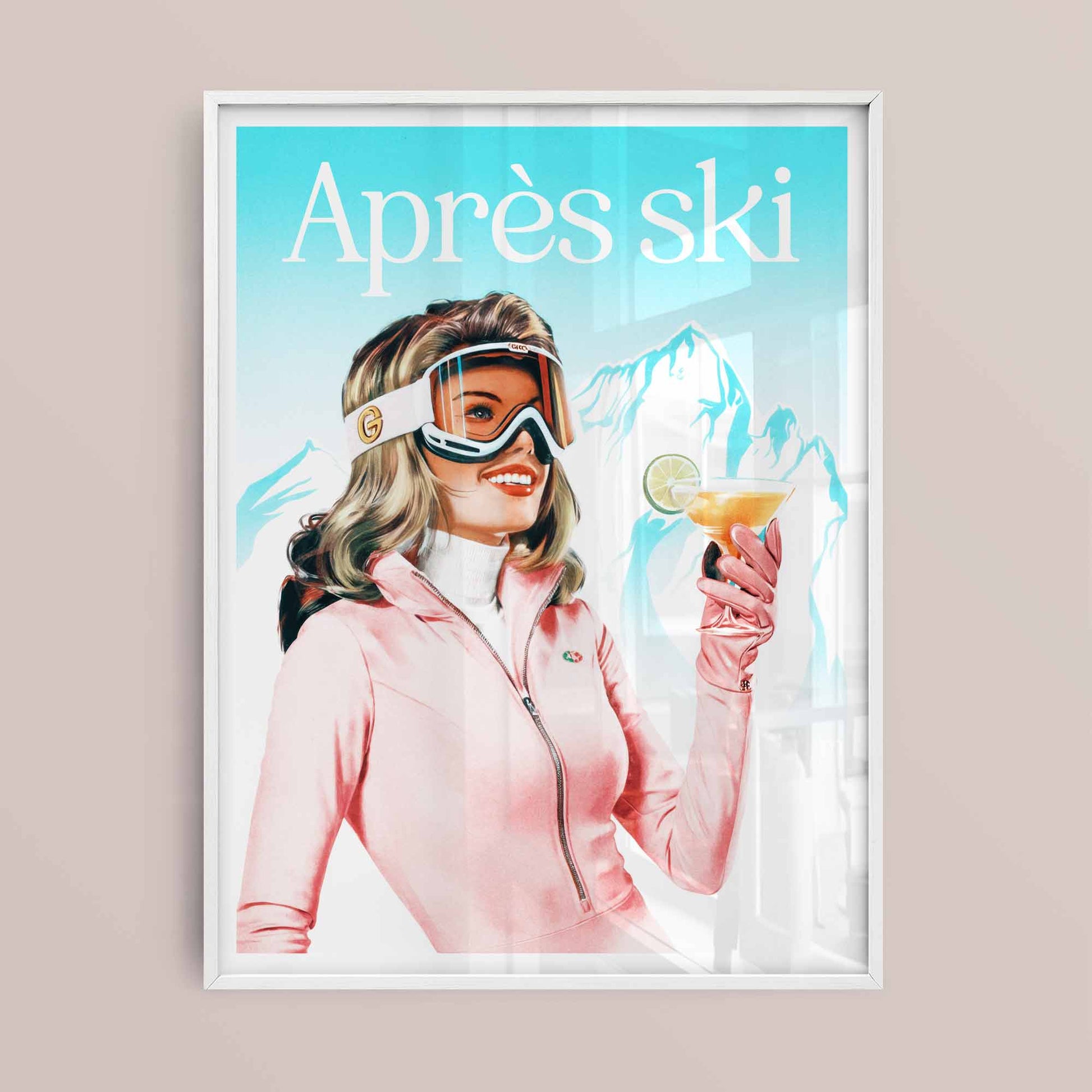 Vintage winter chalet ski poster