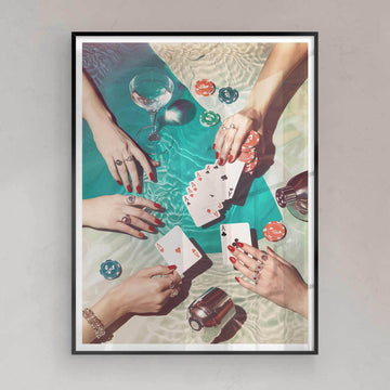 Poker hands and cocktails wall art