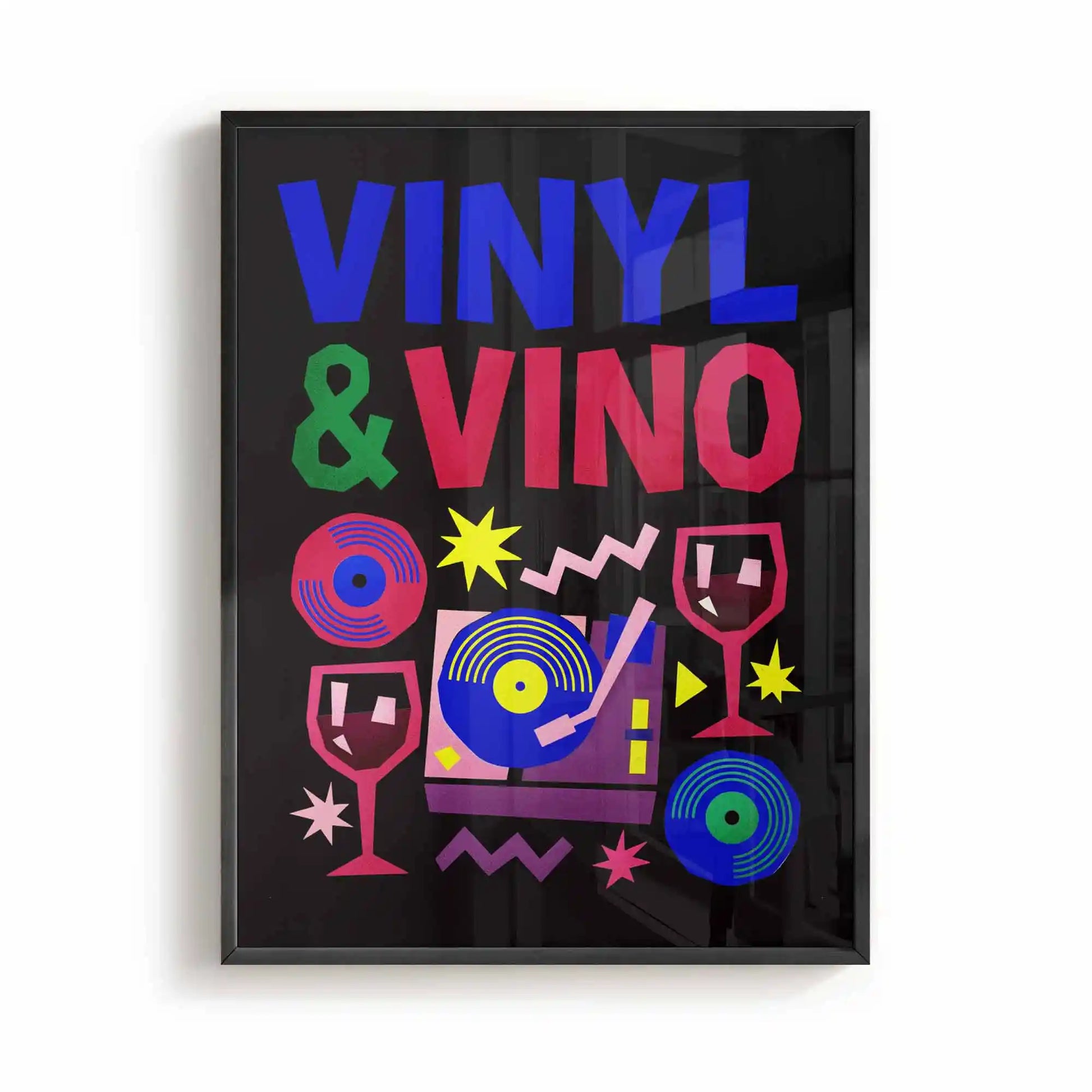 Vinyl and Vino orange and cream framed music wall art for modern interiors by Afterhours Gallery