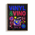 Vinyl and Vino orange and cream oak framed mid century wall art for vintage interiors by Afterhours Gallery
