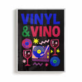 Vinyl and Vino orange and cream framed retro poster for scandi interiors by Afterhours Gallery
