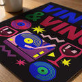 Vinyl and Vino orange and cream retro typography print detail by Afterhours Gallery
