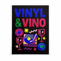 Vinyl and Vino orange and cream mid century poster for retro interiors by Afterhours Gallery