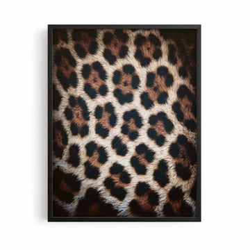 black framed poster print featuring leopard print fashion artwork with minimalist typography and luxury fashion styling by Afterhours Gallery
