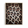 oak framed poster print featuring leopard print fashion artwork with neutral palette and old money inspired styling by After Hours Gallery