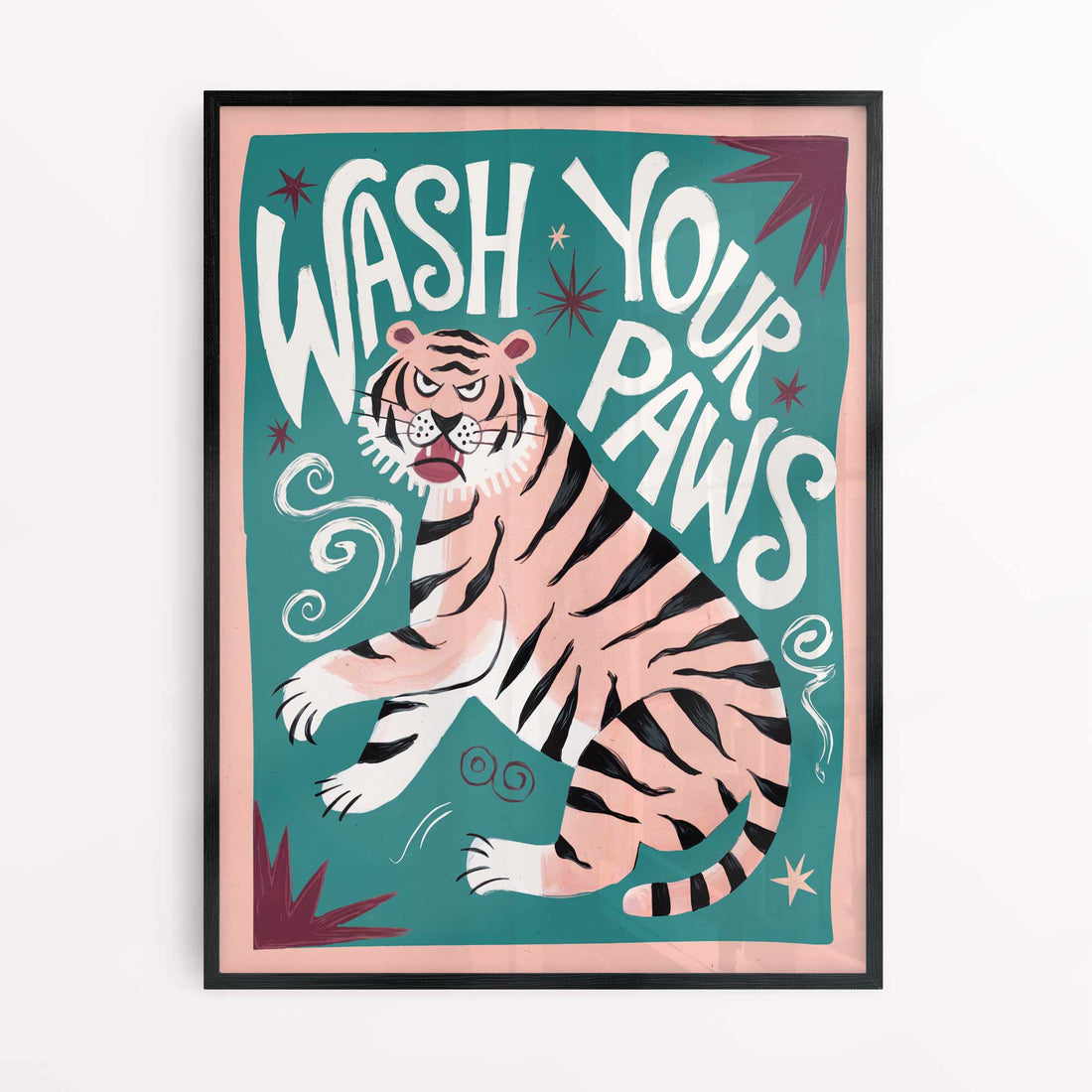 Funky typography art poster detail – Wash Your Paws by Afterhours Gallery