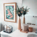 Wash Your Paws beige and black bathroom wall art in modern family interior by Afterhours Gallery